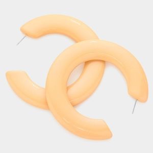 Neutral Hoop Earrings 2.75" Casual Simple Trendy Statement Fashion Jewelry